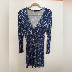 Karen Miller Blue and White Patterned Dress